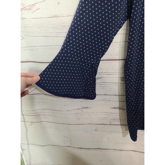 Michael Michael Kors Navy Blue Polka Dot Bell Sleeve Casual Top Womans Size 1X - Picture 4 of 7